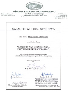 Stomatologia Dentica - Certyfikat uczestnictwa